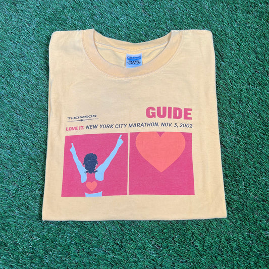 2002 New York City Marathon Yellow Tee Size XL USED v16551
