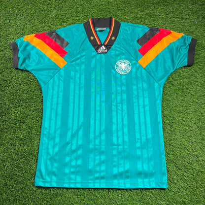 1994 Adidas Germany Away Green Football Jersey Size Medium USED v18316