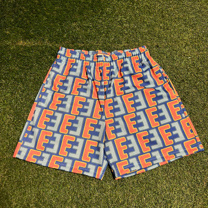 Eric Emanuel EE Repeat Logo Blue/Pink Shorts Size Small NEW x13458