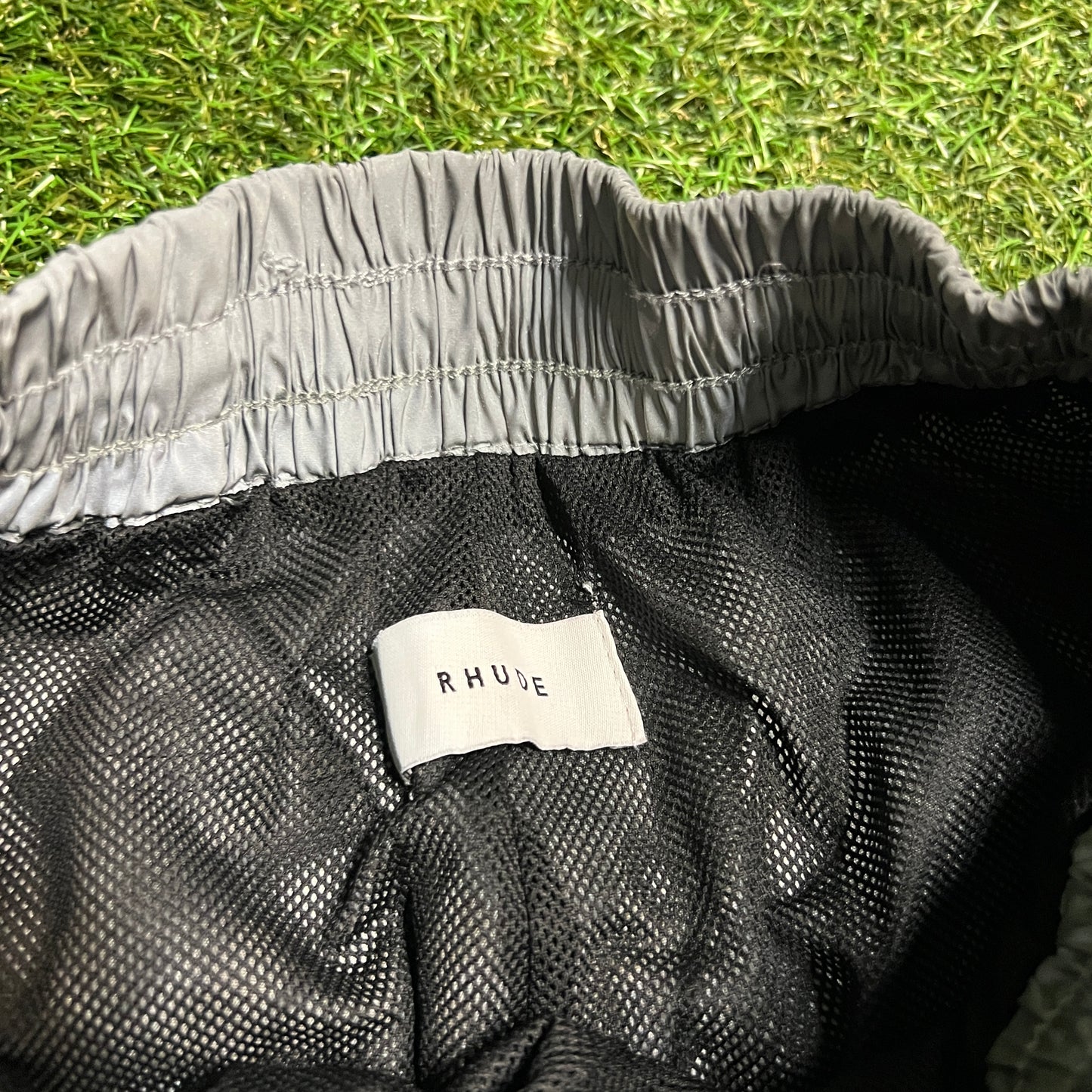Rhude Reflective Big Logo Silver Shorts Size XL USED x14288