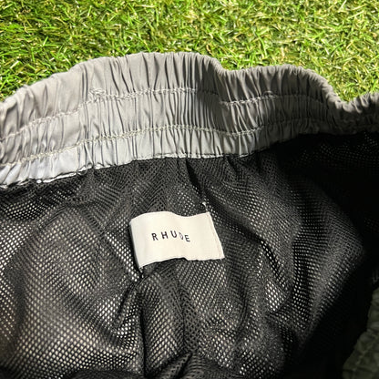 Rhude Reflective Big Logo Silver Shorts Size XL USED x14288