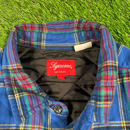 Supreme Quilted Plaid Flannel Dusty Blue (2021) Size Large USED x15808
