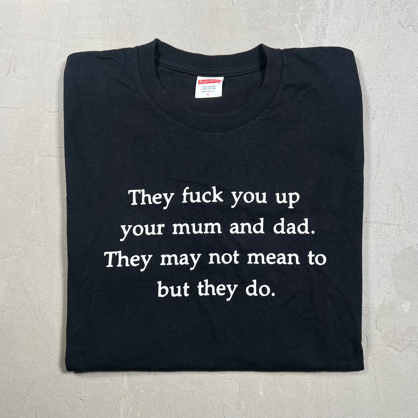 Supreme Mum and Dad Black Tee Size Large USED x17371
