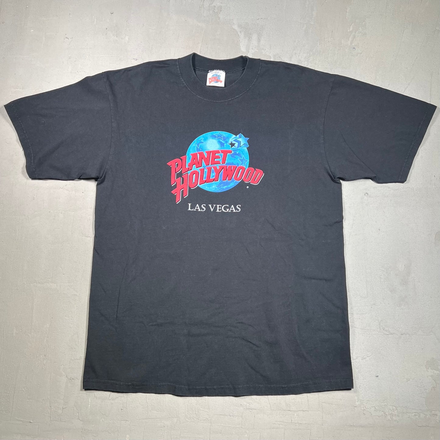 1996 Planet Hollywood Merger Mania Black Tee Size Large USED v19320