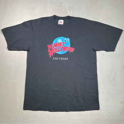 1996 Planet Hollywood Merger Mania Black Tee Size Large USED v19320