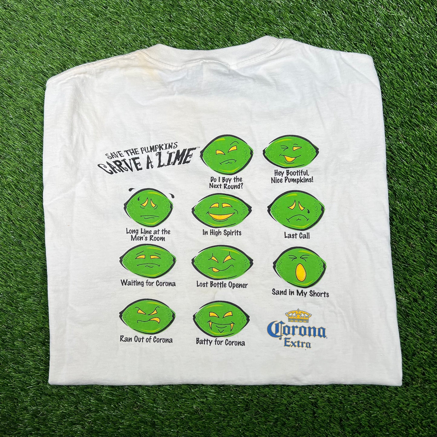 2000s Corona Extra Happy Hallowgreen White Tee Size XL USED v17199