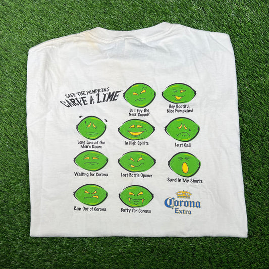 2000s Corona Extra Happy Hallowgreen White Tee Size XL USED v17199