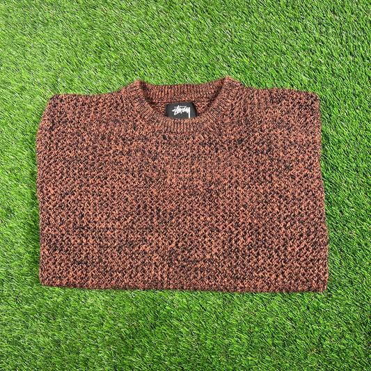 Stussy 2 Tone Brown Loose Gauge Knit Sweater Size Medium USED x15860