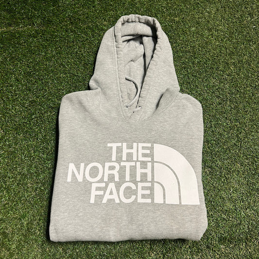 The North Face White Logo Grey Hoodie Size Small USED v16444