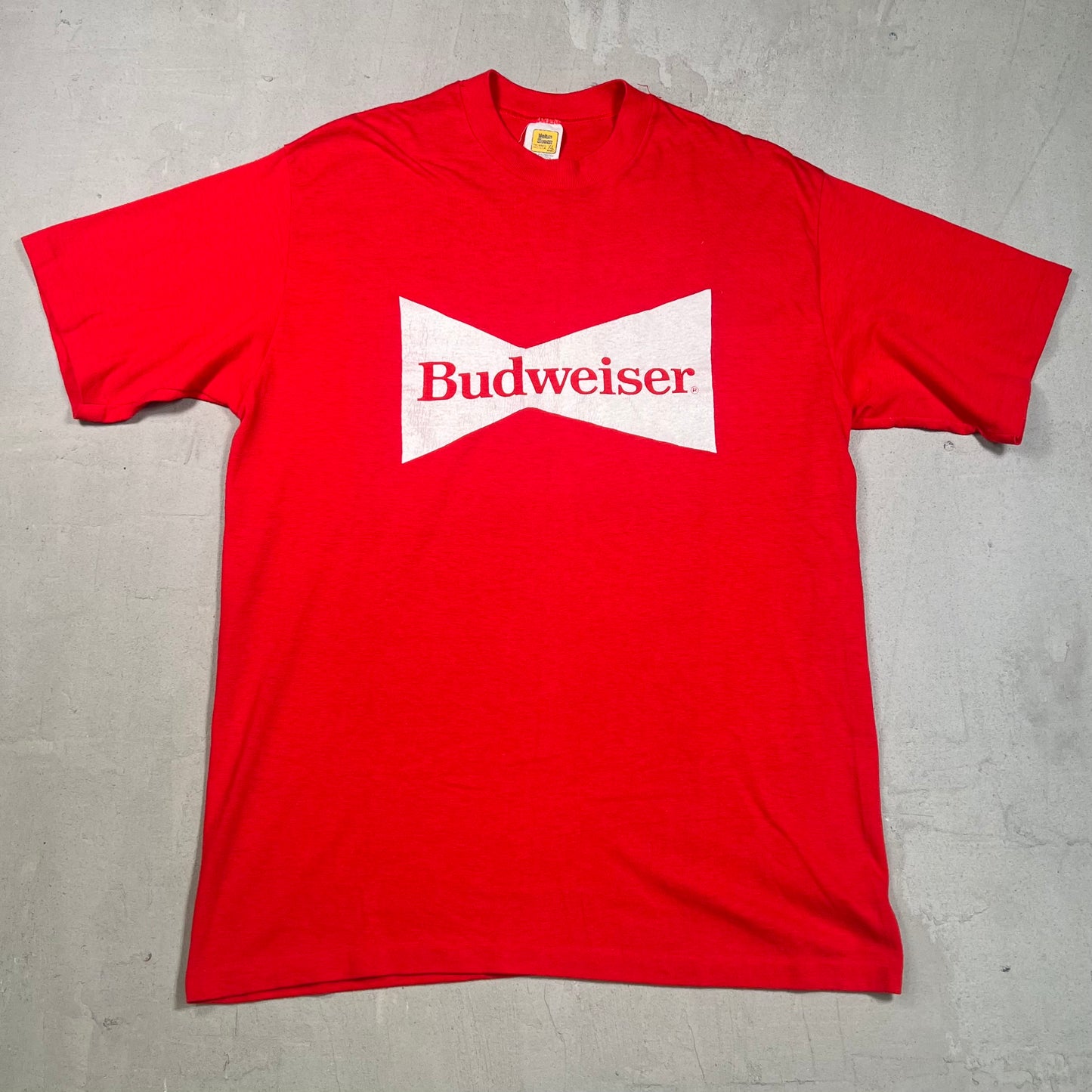 1980s Budwesier Logo Tee Red Size XL USED v19384