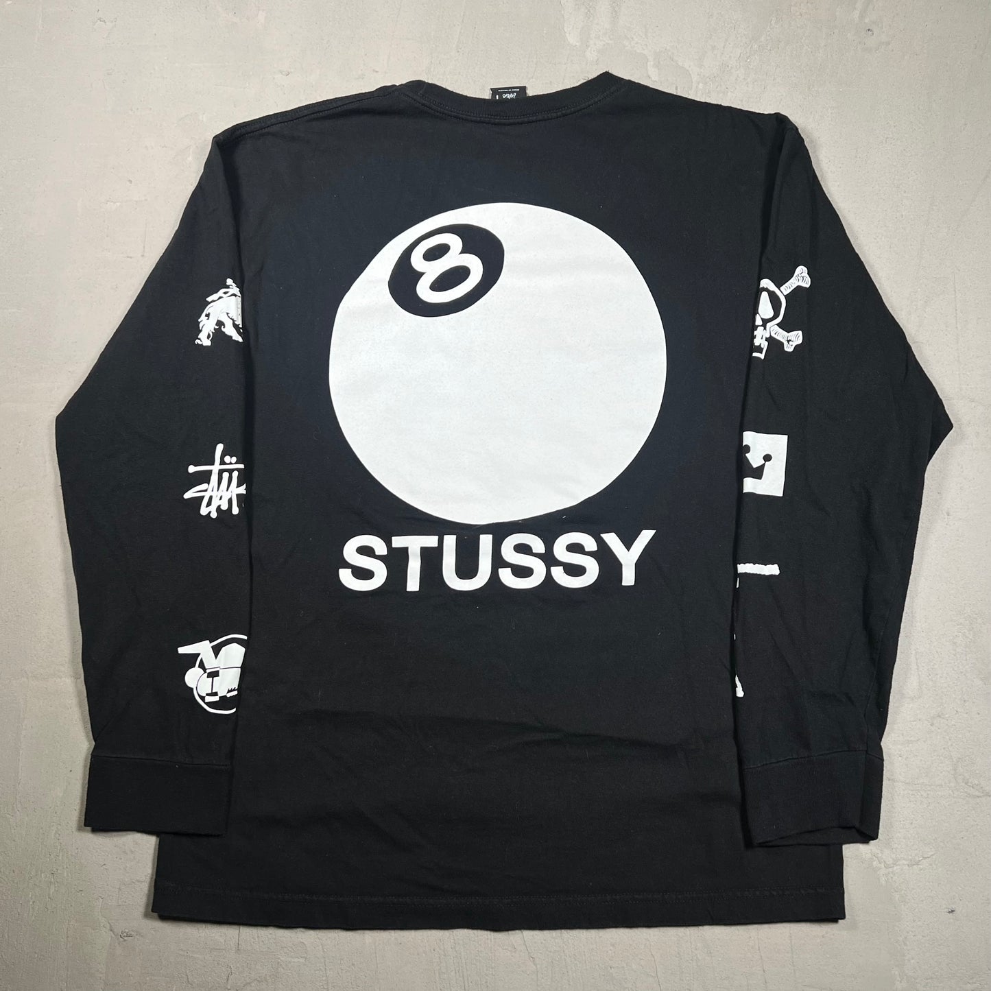 Stussy Crown Collage Black Longsleeve Size Large USED x17363