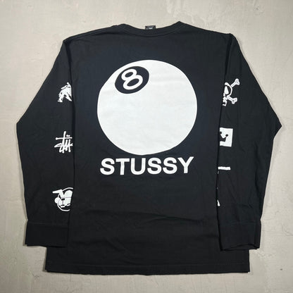 Stussy Crown Collage Black Longsleeve Size Large USED x17363