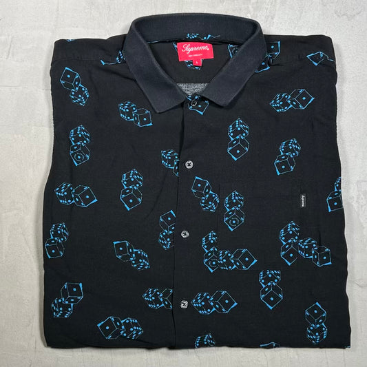 Supreme Dice Rayon Button Up Black Shirt (2019) Size Large USED x18572
