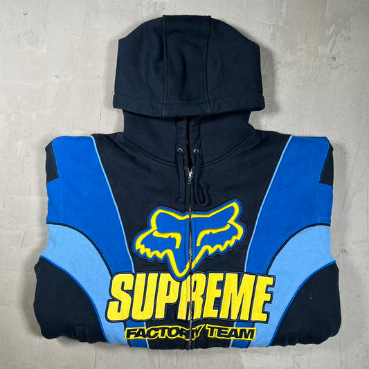 Supreme Fox Racing Zip Up Hoodie Blue (2025) Size Medium USED x18433