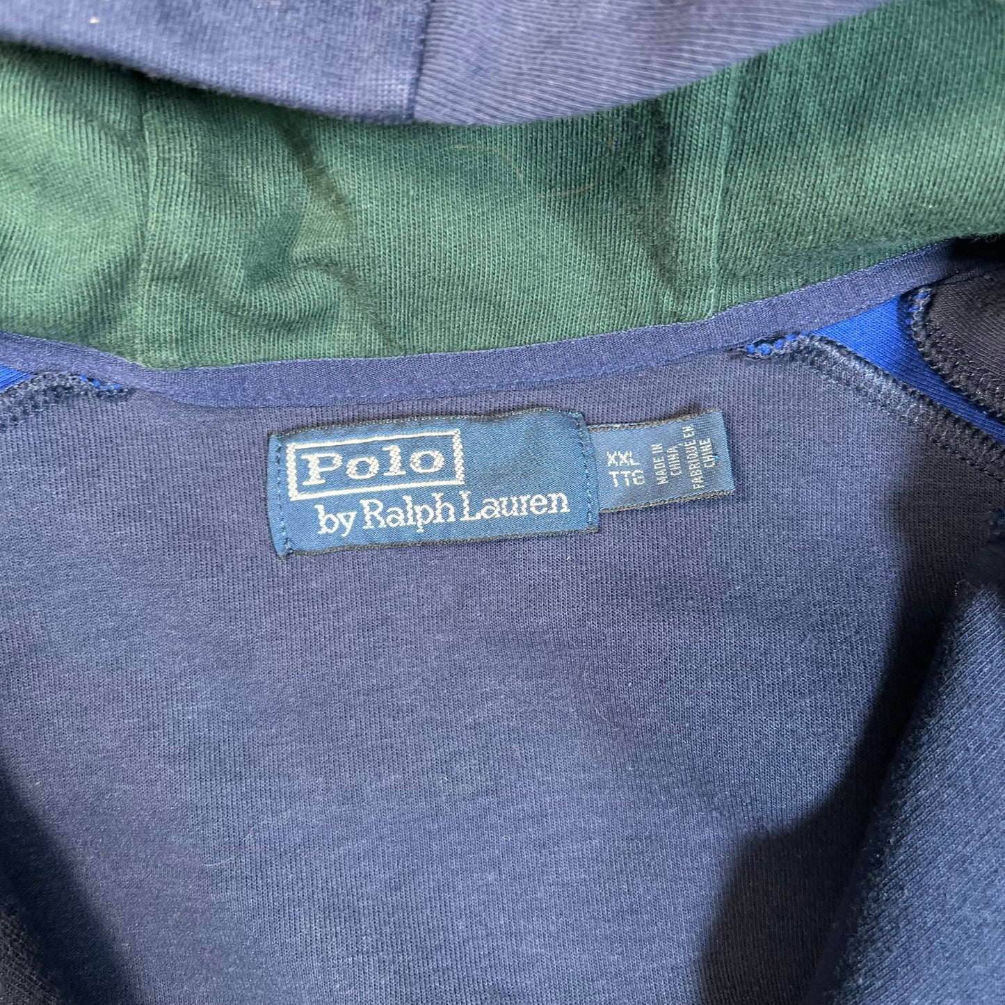 Y2K Polo Ralph Lauren Blue/Yellow Full Zip Hoodie Size XXL USED v18863