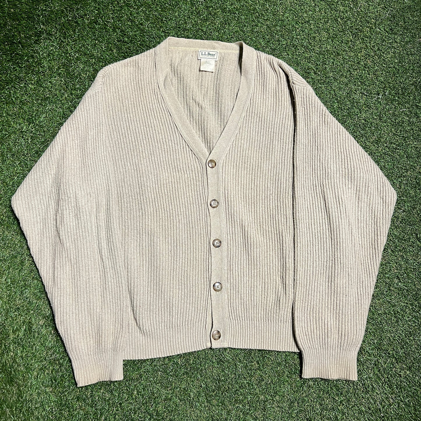 1990s LL Bean Tan Cardigan Size XL USED v11881