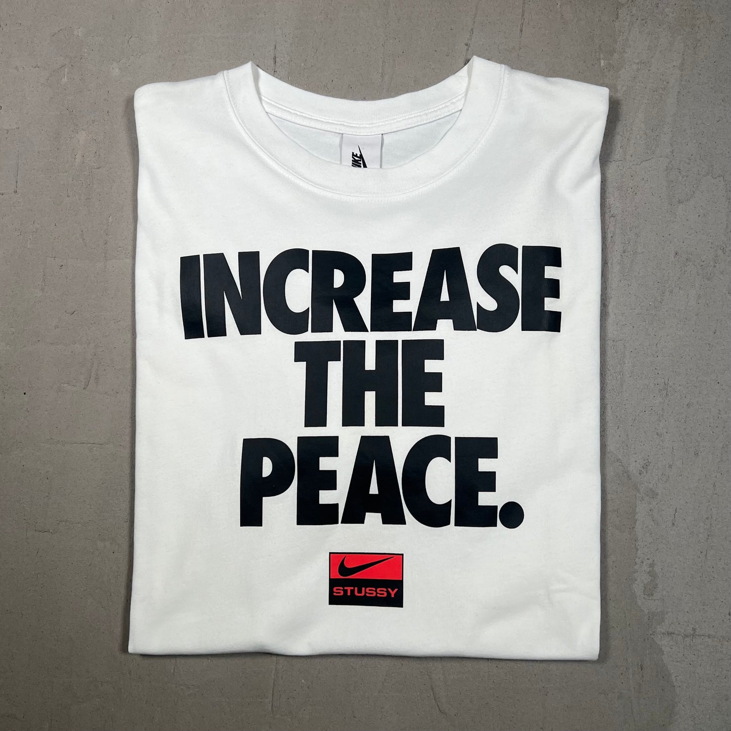 Stussy Nike "Increase the Peace" White Tee Size Medium USED x15604