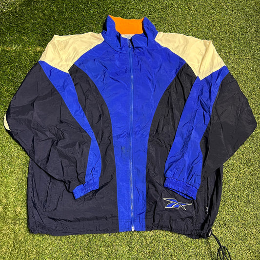 1990s Reebok Full Zip Blue Windbreaker Size XL USED v16323