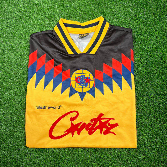 Corteiz Club RTW Yellow Street League Club America Soccer Jersey Size Medium USED x16820