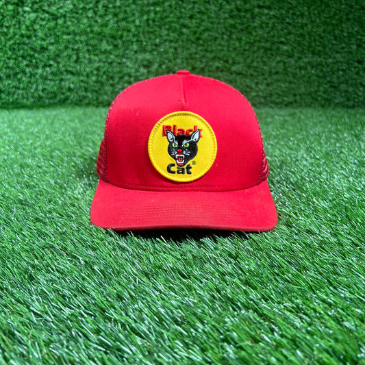 Supreme Black Cat Red Trucker Hat (2024) USED x15950