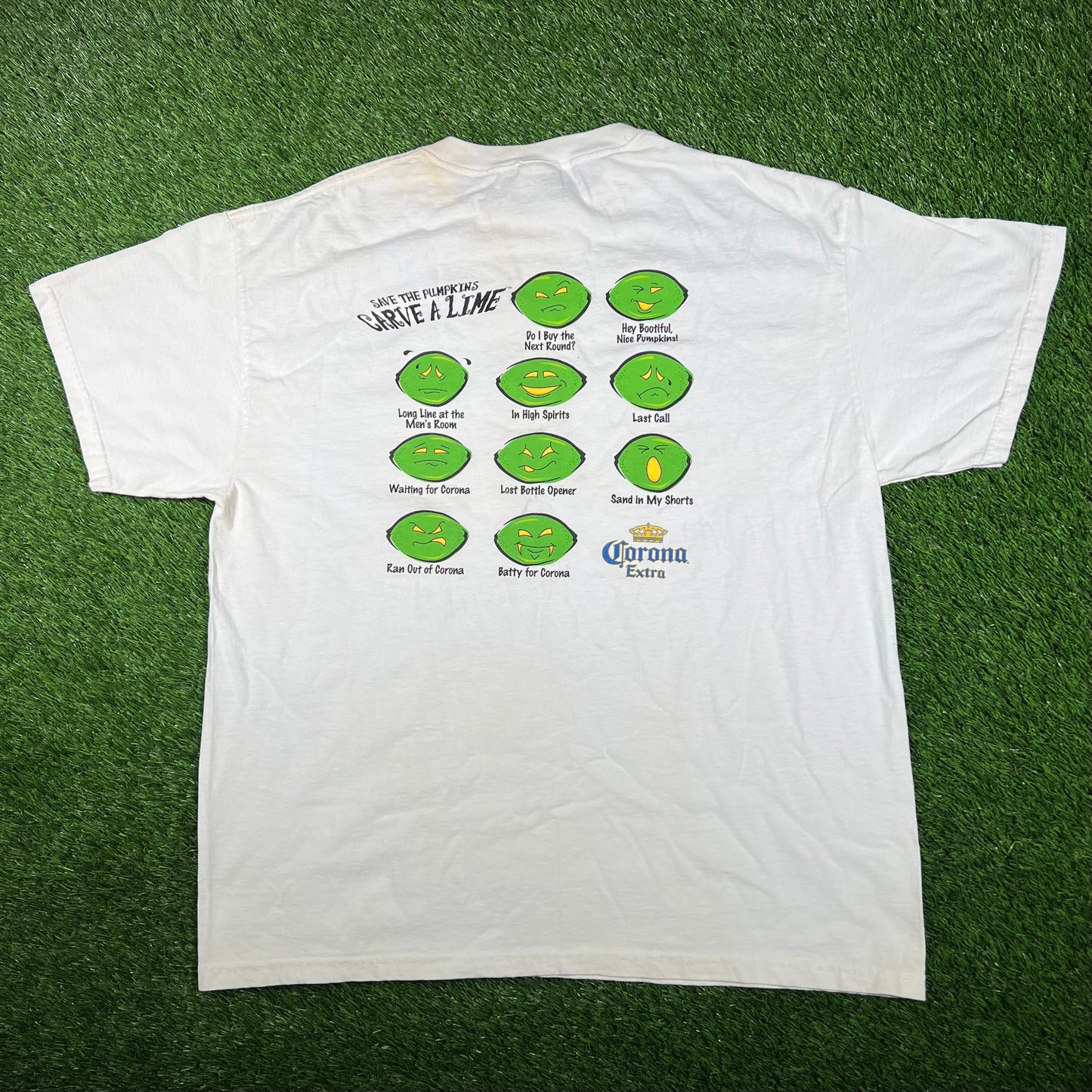2000s Corona Extra Happy Hallowgreen White Tee Size XL USED v17199