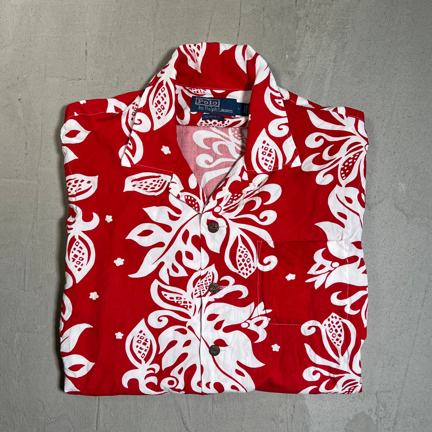 Y2K Polo Ralph Lauren Red/White Floral Button Up Shirt Size Medium USED v19591