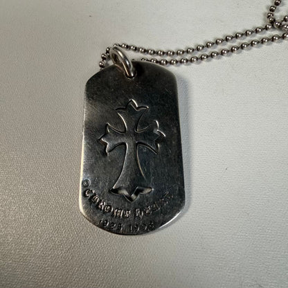Chrome Hearts Stearling Silver Dog Tag Necklace USED x18501