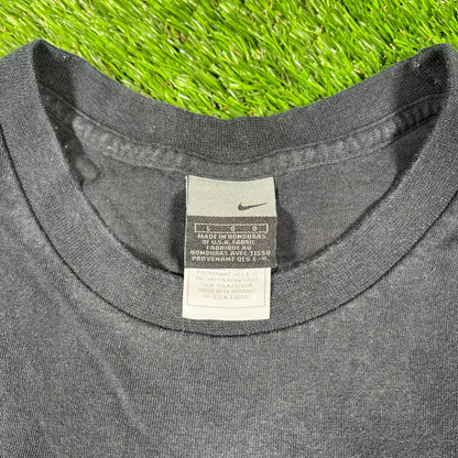 Y2K Nike Glitter Center Swoosh Black Tee Size Large USED v16781