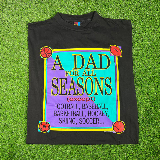 1990s "A Dad for All Seasons" Black Humor Tee Size Large USED v17497