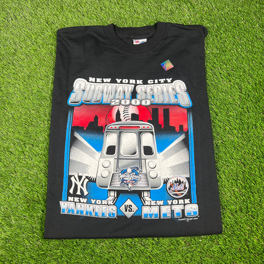2000 Subway Series Yankees Mets Black Tee Size XXL NEW v16556