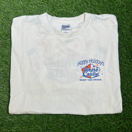 1990s White Castle Happy Holidays White Tee Size XL USED V16541