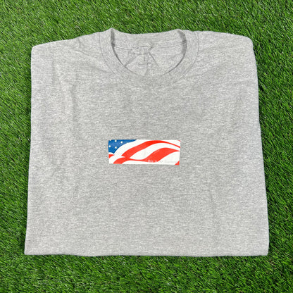 This Is Not Supreme Flag Logo Grey Tee Size Large USED x15879