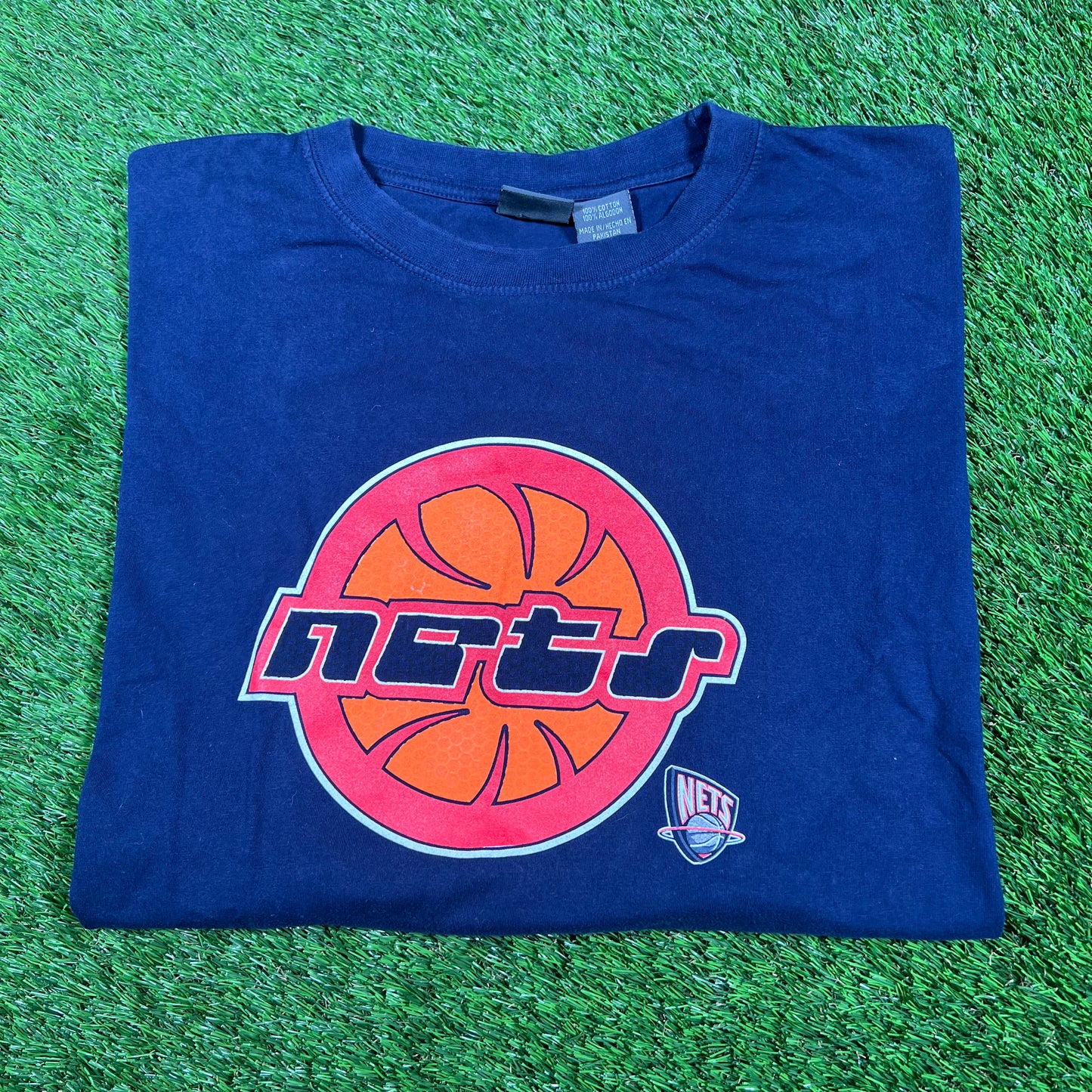Y2K New Jersey Nets Navy Tee Size XXL USED v17026