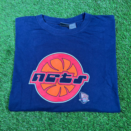 Y2K New Jersey Nets Navy Tee Size XXL USED v17026