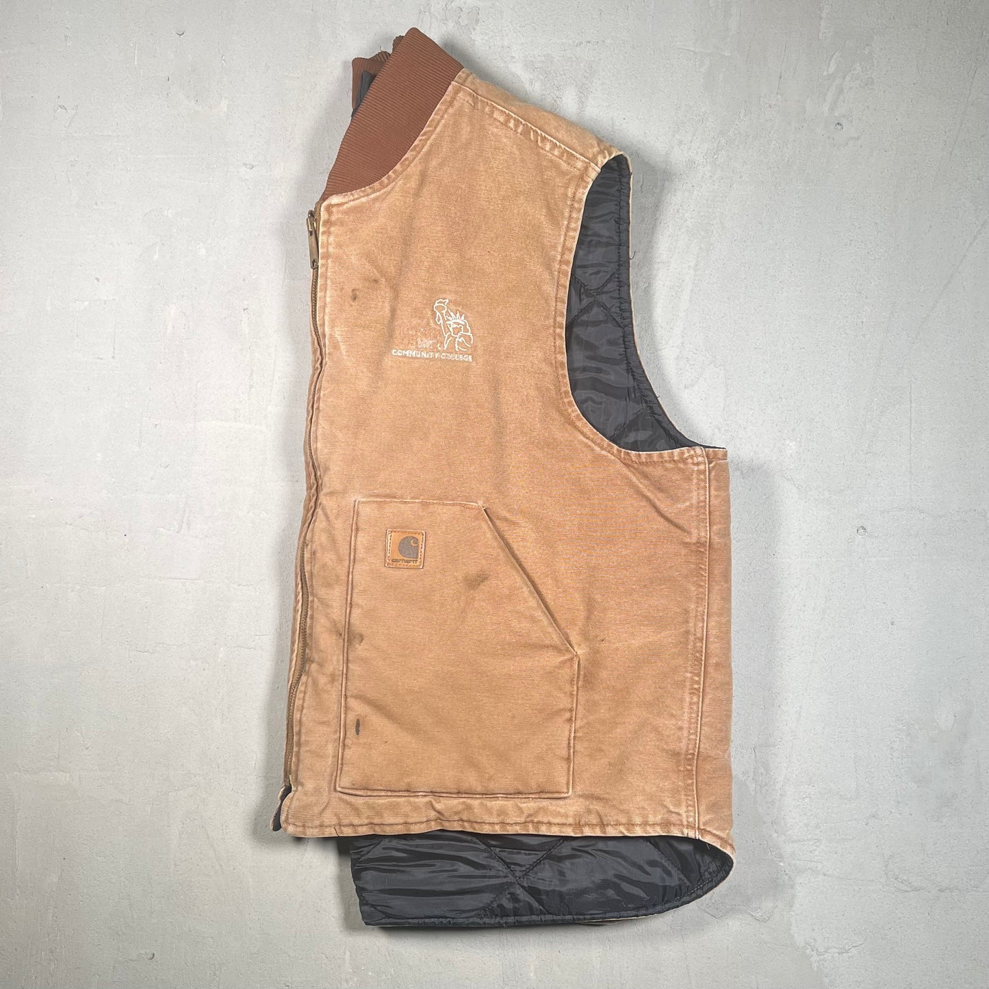 Y2K Carhartt Community College Brown Workwear Vest Size XXL USED v19360