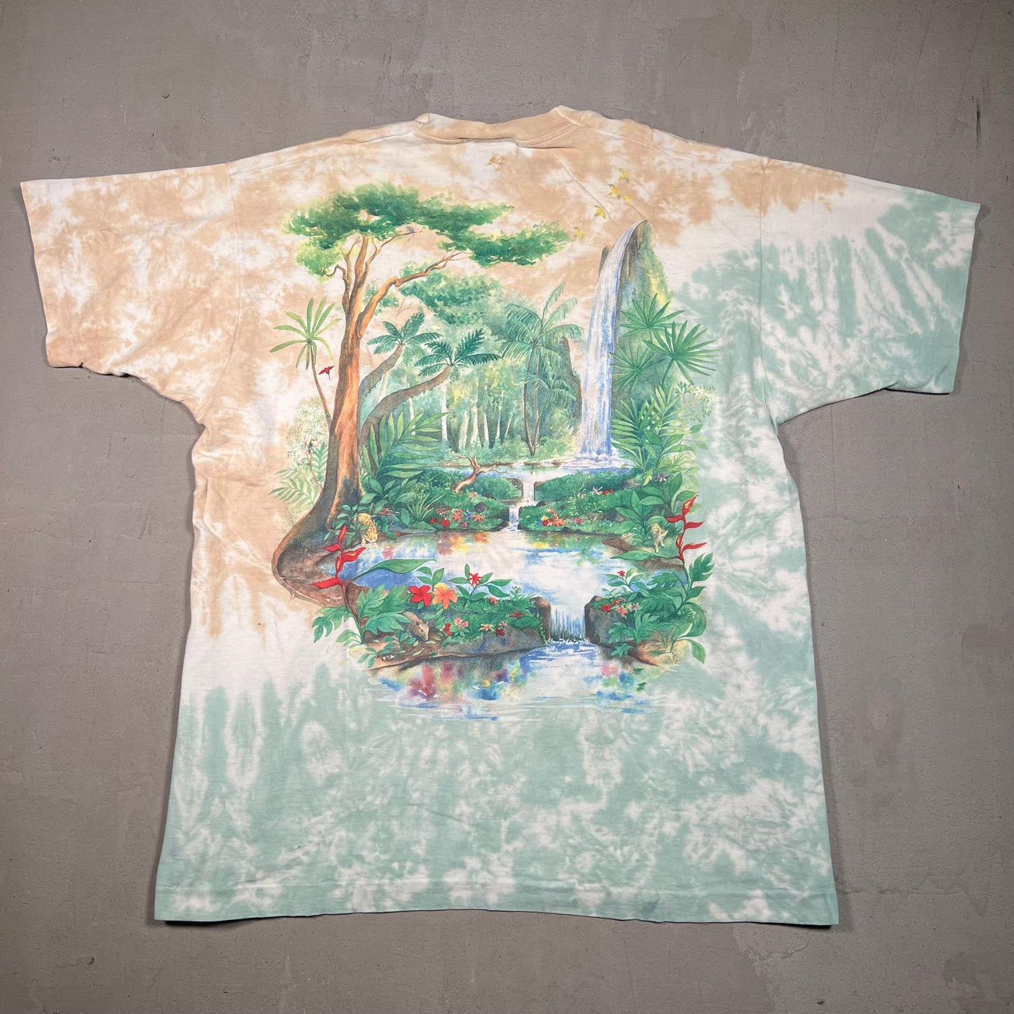 1990s Liquid Blue Rainforest AOP Size XL USED v19513