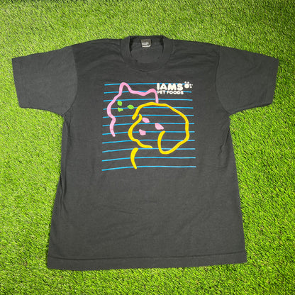 1990s IAMS Pet Foods Black Tee Size Large USED v16561