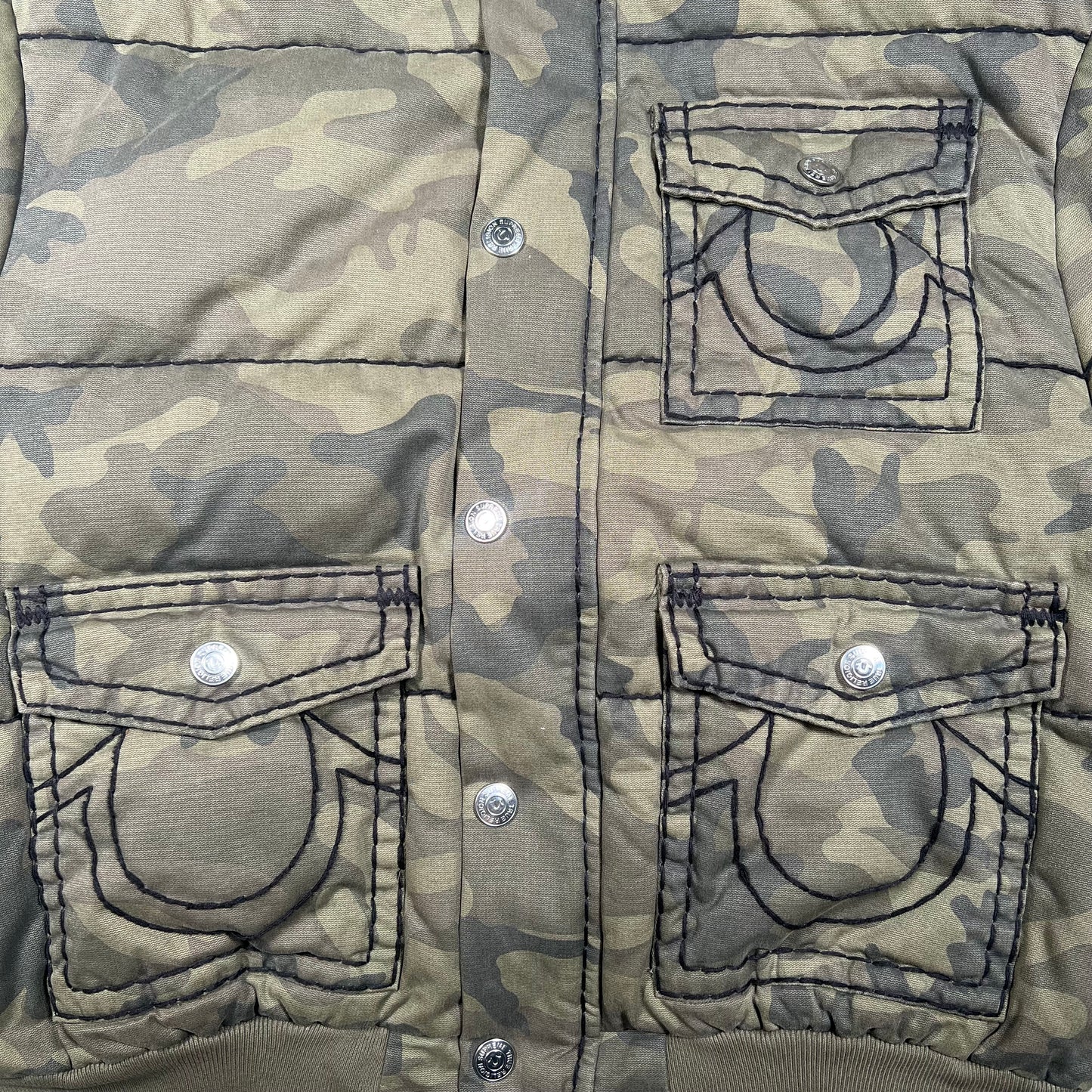 Supreme True Religion Puffer Jacket Olive Camo (2025) Size Large USED x17186