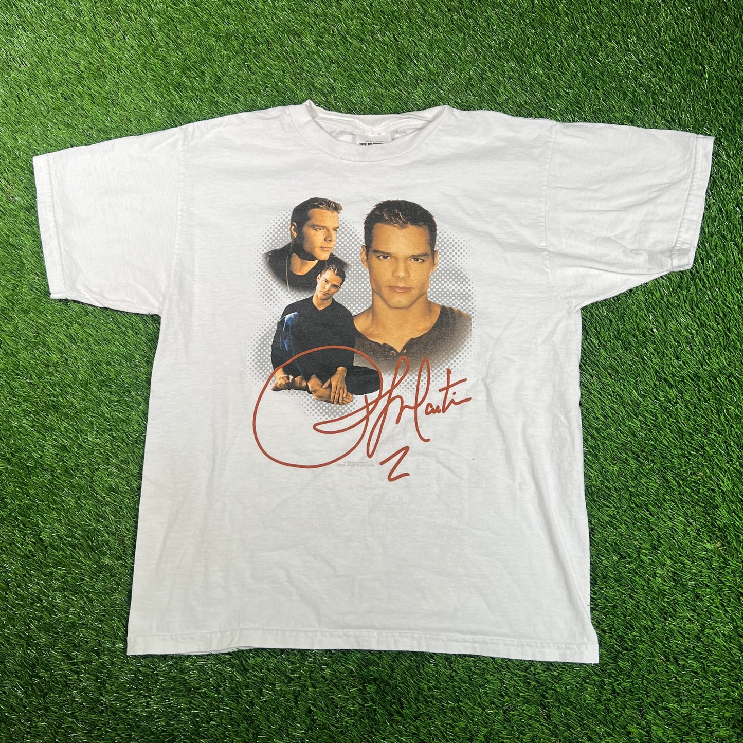 1999 Ricky Martin White Protrait Tee Size Small USED v18221