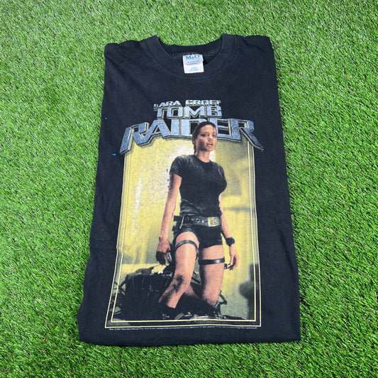 2001 Lara Croft Tomb Raider Black Tee Size XL USED v16805