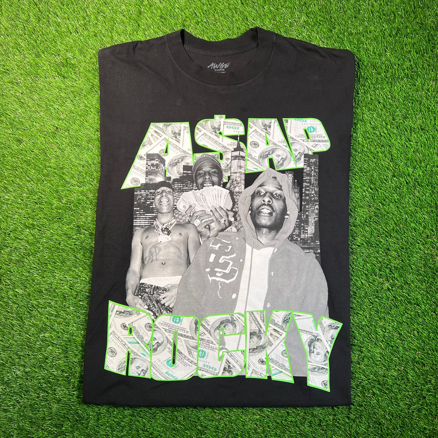 Asap Rocky Awge Rap Style Black Tee Size XL USED x16798