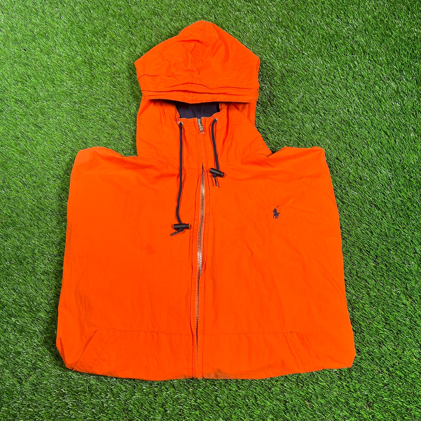 Y2K Polo Ralph Lauren Orange Hooded Jacket Size Medium USED v18222