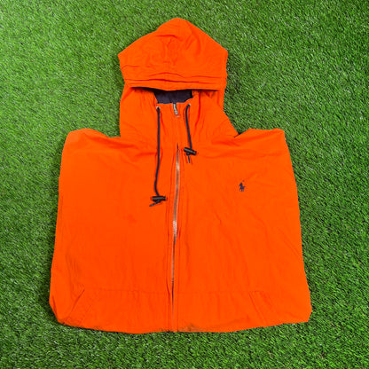 Y2K Polo Ralph Lauren Orange Hooded Jacket Size Medium USED v18222