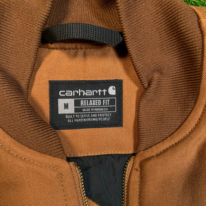 Carhartt Brown Lined Brown Zip Up Vest Size Medium USED v18864