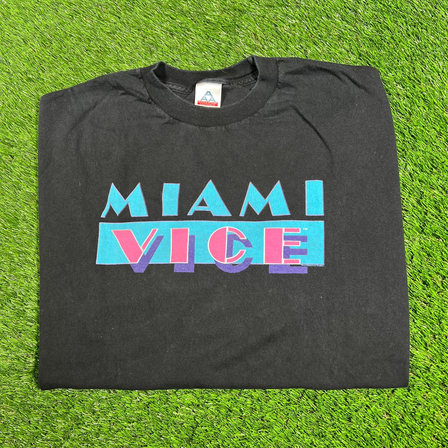 Y2K Miami Vice Promo Black Tee Size XL USED v17119