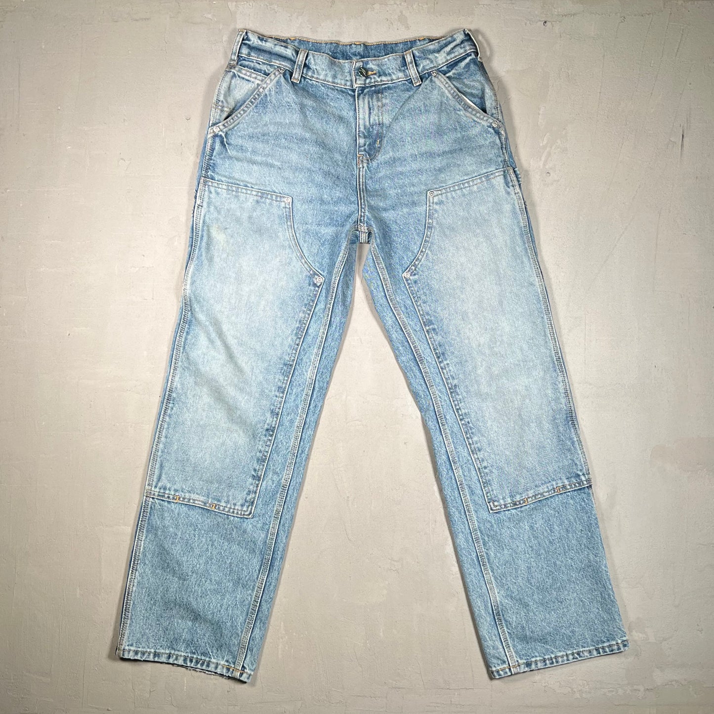 Akimbo Double Knee Workwear Blue Jeans Size 29x32 USED x17204