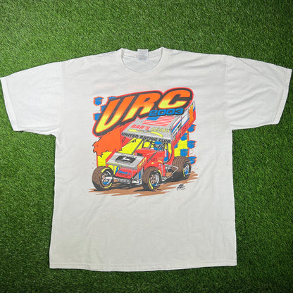 2003 URC White Drag Racing Tee Size XL USED v17343