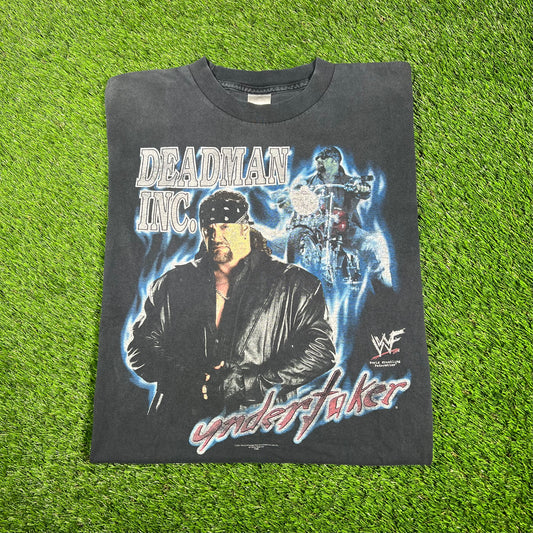 2001 Undertaker "Deadman Inc." Black Tee Size Small USED v17373