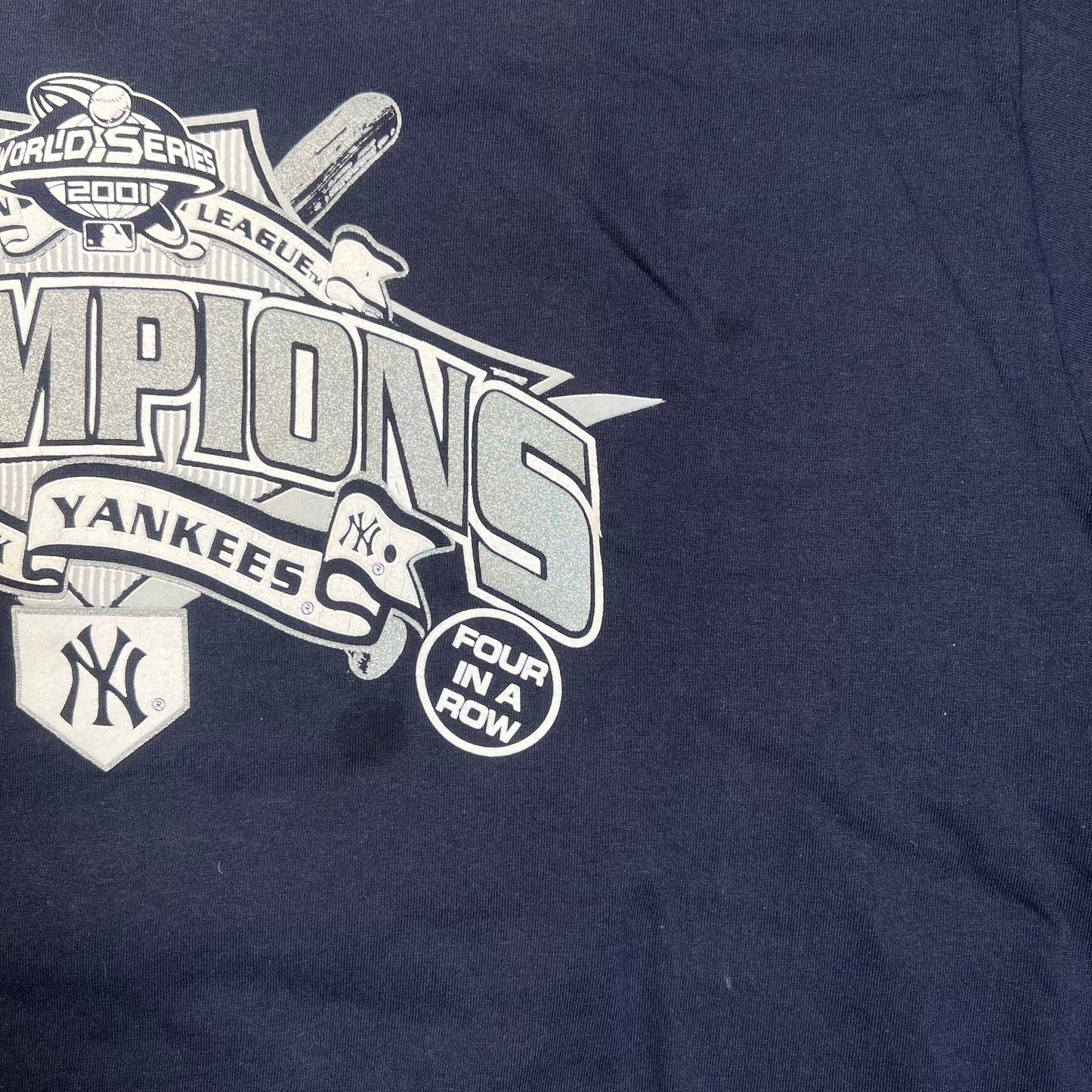 2001 New York Yankees Navy World Series Tee Size XL USED v18838