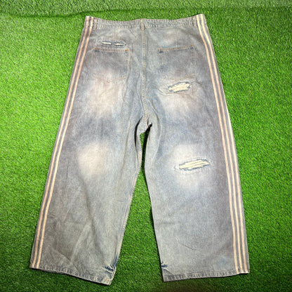 Vale "Valley Dreams" Thrashed Striped Blue Jeans Size 38 NEW x15600